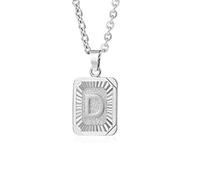 Glimmerst Collar con colgante de inicial de acero inoxidable chapado en oro de 18 quilates, collar con letra personalizada para mujer, Metal, desconocido