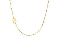 Glimmerst Collar con inicial lateral, de acero inoxidable chapado en oro de 18 quilates, collar de minicarta con nombre personalizado para mujer dorado