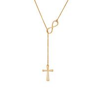 Glimmerst Collar de cruz lateral, collar de cruz de acero inoxidable chapado en oro, collar cristiano simple y pequeño con colgante de cruz para mujer, Metal, No es una piedra preciosa