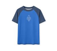 Glimnerize Camisas de protección para niños, camisetas de natación UPF 50+, protección solar, pesca, agua, playa, surf, trajes de baño de 3 a 14 años, Tabla de surf azul oscuro, 110
