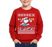 Glimnerize Ropa de Navidad para Niños Pequeños Sudadera Santa Claus Cuello Redondo Unisex Jersey Suéter de Navidad Rojo-A8 7-8A(130)