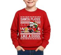 Glimnerize Sudadera de manga larga para niños, cómoda, cuello redondo, Papá Noel, unisex, suéter de Navidad, color rojo-A2, 7-8 años (130)