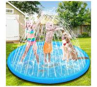 GLINKADO Alfombrilla de pulverización de agua de 170 cm para niños y animales, piscina inflable antideslizante con juguetes acuáticos, juego de verano para jardín al aire libre, patrón de delfín y
