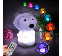 Glinrui Fox - Lámpara de noche con luces nocturnas, luz de dormitorio para niños, lámparas de guardería de bebé, resistente a la rotura, cuidado de los ojos, brillo ajustable, color y ajuste de tiempo