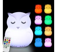 Glinrui Grande Luz de noche Búho Luz nocturna para niños, 9 variaciones de color Lámpara de Decoración - Resistente a Rotura, Cuidado Ojos, Brillo y Color Ajustable, Configuracion de hora -Grande