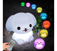 Glinrui Luz de noche Perrito Luz nocturna para niños Lámpara de noche silicona Lámpara para dormir, Luz de descompresión - Brillo y color y hora ajustables, Regalos para bebés, niños, niñas -Mediano