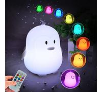 Glinrui Luz Nocturna Infantil Pingüino Lámpara para Niños, Lámpara de Mesa, lámpara de cabecera - 9 Color Cambiante, Temporizador, Modo Nocturna, Cuidado Ojos, Seguro, Regalo para bebé Niños -Mediano