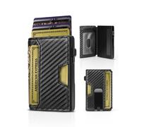 gliship Cartera para hombre, cartera para hombre, cartera minimalista delgada, bloqueo RFID, ventana de identificación, clip de dinero, soporte de aluminio para tarjetas de crédito, capacidad para 12