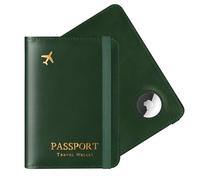 gliship Soporte para pasaporte con ranura para Airtag, funda para pasaporte con bloqueo RFID para mujeres y hombres, cartera delgada de cuero antipérdida, accesorios imprescindibles de viaje, regalos