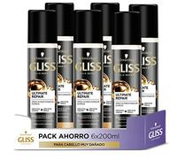 Gliss Acondicionador Bifásico Sin Aclarado Express para pelo muy dañado con Keratina Líquida, Ultimate Repair, 6uds de 200ml (1.200ml), Gama ultra reparación