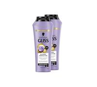 Gliss Blonde Perfector Purple Shampoo (2 x 250 ml), champú rubio con efecto antiamarillento para cabello rubio natural y teñido, con péptidos y extracto de arándanos