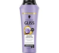 Gliss Blonde Perfector Purple Shampoo (250 ml) Champú rubio con efecto antiamarillento para cabello rubio natural y teñido, con péptidos y extracto de arándanos
