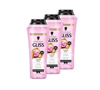 Gliss Champú Liquid Silk (3 x 250 ml) con ceramidas y seda, champú brillante para cabello quebradizo y opaco alisa la superficie del cabello