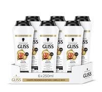 Gliss - Champú reparador para pelo seco - Total Repair -6uds de 250ml (1.500ml) - Gama reparación