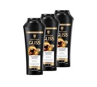 Gliss Champú Ultimate Repair (3 x 250 ml), champú para el cabello con queratina líquida y extracto de perlas, champú de queratina para cabellos severamente dañados y secos