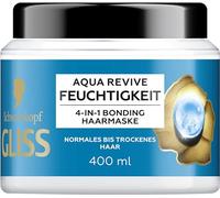 Gliss Tratamiento 4 en 1 de hidratación Aqua Revive (400 ml), tratamiento capilar con sistema HAPTIQ y ácido hialurónico para una sensación hidratada del cabello, mascarilla para cabello normal a seco