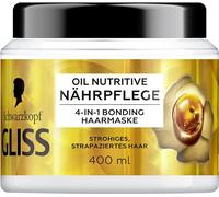Gliss Tratamiento nutritivo 4 en 1 Oil Nutritive (400 ml), tratamiento capilar con sistema HAPTIQ y aceite de Marula nutre el cabello pajoso y dañado, la mascarilla para el cabello proporciona una