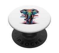 Glitch Art Elefante Elefantes PopSockets PopGrip Adhesivo