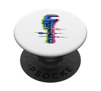 Glitch Art Fontanero Llave Tubería Tubo Desagüe PopSockets PopGrip Adhesivo