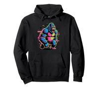 Glitch Art Gorila Espalda Plateada Gorilas Sudadera con Capucha