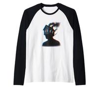 Glitch Burning House Head Witch House Camiseta Manga Raglan