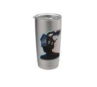 Glitch Burning House Head Witch House Vaso térmico de acero inoxidable de doble pared