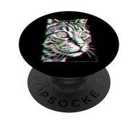 Glitch Cat Rave Party EDM Música Techno House PopSockets PopGrip Adhesivo