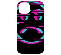 Glitch Sad Face Digital Art Vaporwave Cultura Ciber Carcasa para iPhone 13