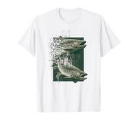 Glitch Trucha Pesca Gráfico Retro Digital Fish Design Camiseta