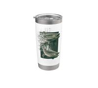Glitch Trucha Pesca Gráfico Retro Digital Fish Design Vaso térmico de acero inoxidable de doble pared