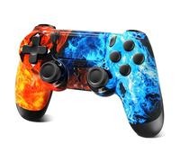 Glitfix Mando para PS4, Mando Inalámbrico para PS4/Pro/Slim/PC, Duobla vibrado/tuŝa panelo /3.5 mm Audio -socket/ses -jara akso /1000mAh reŝargebla baterio