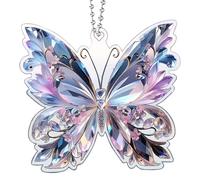 Glitter Butterfly Ornament - Window Sun Catcher for Car | 2D Flying Animal Decoration, Sparkling Rearview Mirror Pendant, Hanging Accessory for Women Adult Student Indoor Outdoor Party Gift