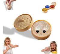 Glitter Dumpling，Dumplings Squishy，Dumpling Squishy Mystery Box Glitter with Steamer，Anxiety Relief Fidget，Soft Squeeze Decompression Dough，for Adult ADHD Autism, Fun Office Stress (White)