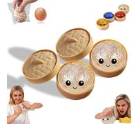 Glitter Dumpling，Dumplings Squishy，Dumpling Squishy Mystery Box Glitter with Steamer，Anxiety Relief Fidget，Soft Squeeze Decompression Dough，for Adult ADHD Autism, Fun Office Stress (White 2PCS)