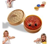 Glitter Dumpling，Dumplings Squishy，Dumpling Squishy Mystery Box Glitter with Steamer，Anxiety Relief Fidget，Soft Squeeze Decompression Dough，for Adult ADHD Autism, Fun Office Stress (Red)