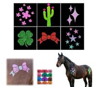 Glitter Equine Design Kit-Sparkle Charm for Your Equine Ride, Horse Sparkle Decorating Kit with 6 Stencils and Adhesive, 12-Color Safe Glitter Set for Horses Show Parades Photoshoot