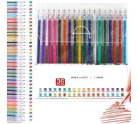 Glitter Gel Pen Set - High-Saturation Sparkling Pens, Shiny Color Glitter Gel Pens - No-Bleed Dense Ink for Black Paper, Smooth Coloring Pen for Adult Coloring, Journaling & DIY (36 color)
