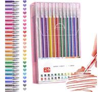 Glitter Gel Pen Set - High-Saturation Sparkling Pens, Shiny Color Glitter Gel Pens - No-Bleed Dense Ink for Black Paper, Smooth Coloring Pen for Adult Coloring, Journaling & DIY (24 color)