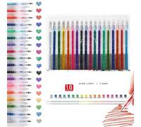 Glitter Gel Pen Set - High-Saturation Sparkling Pens, Shiny Color Glitter Gel Pens - No-Bleed Dense Ink for Black Paper, Smooth Coloring Pen for Adult Coloring, Journaling & DIY (18 color)