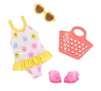 Glitter Girls 14-Inch Doll Clothes - 4pcs Swimsuit Outfit - Sunny One-Piece & Beach Bag - Heart Sunglasses & Pink Sandals - 3 Years+ - Splish, Splash, and Sparkles (Branford GG50148Z)