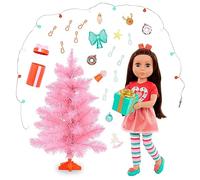 Glitter Girls - 14-Inch Poseable Doll Set - Brown Hair & Brown Eyes - Christmas Tree, Holiday Ornaments & Outfit - Toys for Kids 3 Years+ - Eve & GG Holiday Tree Playset