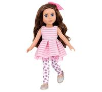 Glitter Girls - Bluebell - Muñeca de moda posable de 36m - Cabello castaño de lujo y ojos azules - Vestido rosa con volantes - Moño para el pelo, leggings y zapatos de purpurina - 3 años +