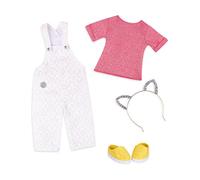 Glitter Girls Glisten & Glam - Mono de encaje y orejas de gato Glisten and Glam - Lace Overalls and Cat Ears Deluxe Outfit - Ropa y accesorios para muñecas de 36 cm para niñas a partir de 3 años