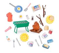 Glitter Girls - Juego de fogata GG - Set de barbacoa y camping - Set de acampada para muñecas - Malvaviscos, hoguera y comida para jugar - Accesorios para muñecas de 36 cm - 3 años +
