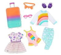 Glitter Girls - Juego de maletas GG - Maleta y set de moda - Equipaje y 3 conjuntos - Pijama arco iris, bañador, vestido estampado de estrellas - Ropa y accesorios para muñecas de 36m - 3 años +