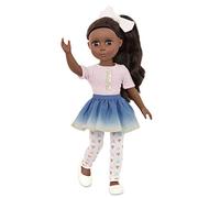 Glitter Girls - Keltie - Muñeca de moda posable de 36m - Cabello castaño largo y ojos marrones - Top y falda azul-ombre con purpurina dorada - Tono de piel medio-oscuro - 3 años +