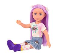 Glitter Girls - Luma - Muñeca de Moda posable de 36m - Cabello Morado y Ojos morados únicos - Extensión de Cabello, Moño, Clips y Conjunto de Colores - Muñecas de 36m y Accesorios - 3 años +