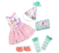 Glitter Girls - ¡Menuda Sorpresa! - Traje de Fiesta Sorpresa de Lujo - Vestido de Fiesta y Gorro de cumpleaños - Calcetines y Zapatos Easy-Fit - Accesorios para muñecas de 36 cm - 3 años +