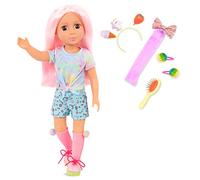 Glitter Girls - Muñeca de 36cm - Cabello rosa y ojos marrones - Extensión de pelo, lazo, clips y colorido traje y accesorios - 3+ Años - Nixie