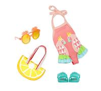Glitter Girls Ropa de muñeca con Purpurina para niñas, Traje de baño para muñecas de 36 cm, Traje de baño, Gafas de Sol, Bolsa y Zapatos de Playa, Accesorios para muñecas, Juguetes a Partir de 3 años